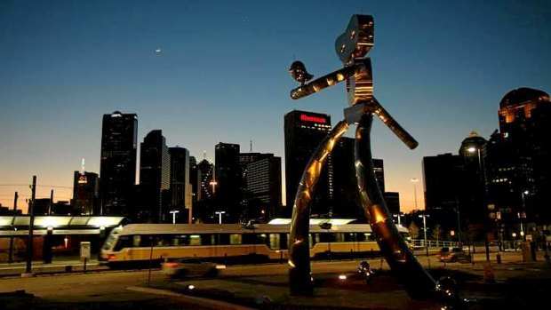 The 'Travelling Man' sculpture in Deep Ellum.