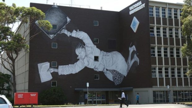 A Baby Guerilla stencil at  Victoria University's Footscray  campus.