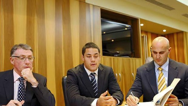 In the clear ... Jarryd Hayne at the hearing.