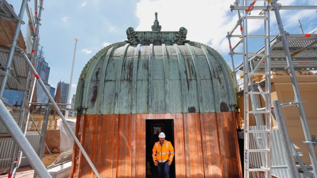 New metal has been used to refurbish Flinders Street Station's historic domes. Photo by Jason South