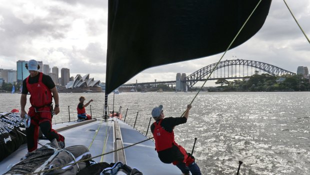 Not getting ahead of themselves: The crew of Sydney to Hobart hope Comanche hit the harbour.