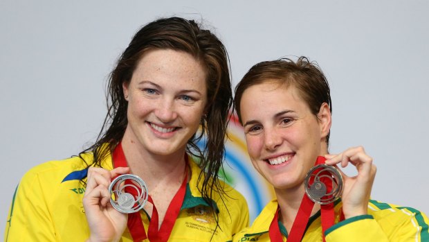 The Campbell sisters: Bronte (R) celebrates her first individual medal with big sister Cate.