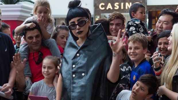 Lady Gaga meets and greets fans inside Crown Metropol in Perth.
