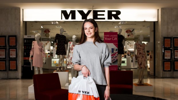 19-year-old Tessa Bailey has recently moved to Canberra and enjoys shopping at Myer.