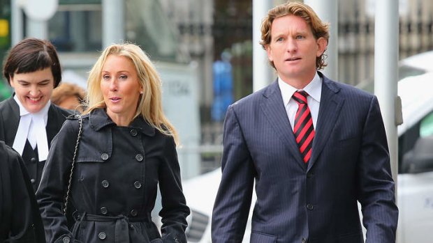 James Hird and his wife Tania arrive at court.