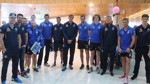 Carlton and North Melbourne players at the Royal Children's Hospital for the Good Friday Appeal.