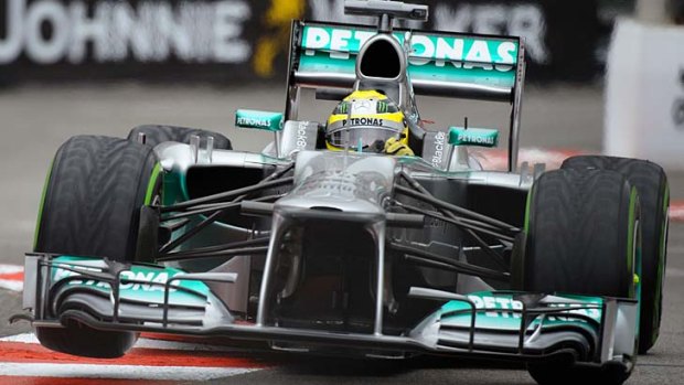 Mercedes' German driver Nico Rosberg during the qualifying session at the Circuit de Monaco in Monte Carlo.