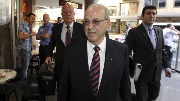 Tough time in court ... Eddie Obeid arrives at the inquiry today.