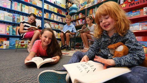 Eager readers: (Clockwise from front left) Remy Savell-McKean, Tara Savell-McKean, Thomas Jones, Emma Jones and Mary Palethorpe choose a good read at the Beecroft Children's Bookshop.