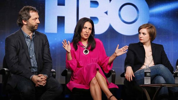 Executive producers of HBO's <i>Girls</i> Judd Apatow, Jenni Konner and Lena Dunham.