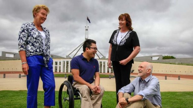 Australian of the Year Neonatal specialist Dr Zsuzsoka Kecskes, Young Australian of the Year disability advocate Huy Nguyen, Australia's Local Hero disability champion Patricia Mowbray and Senior Australian of the Year veterans' campaigner Graham Walker.