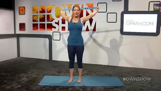 Yoga instructor Jill Miller demonstrating one of her stretches.