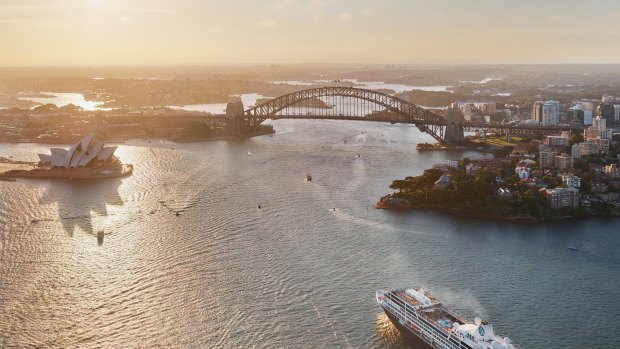 An Azamara ship sails into Sydney.
