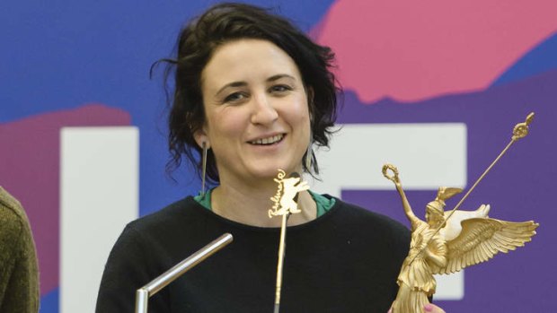 Sophie Hyde and the jury award she collected in Berlin for <i>52 Tuesdays</i>.