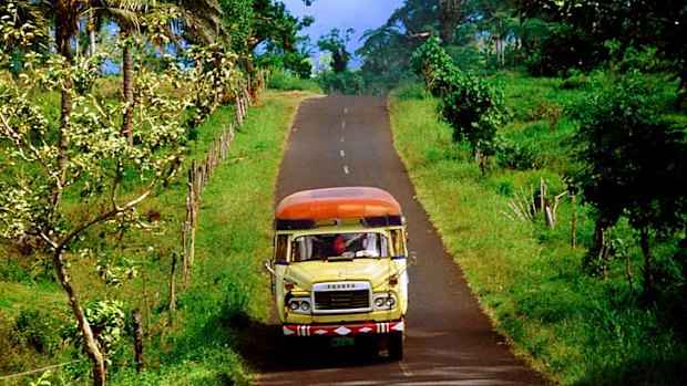 A bus driver on the wrong side of the road.