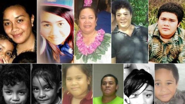 From top left: Anamalia Taufa, Ardelle Lee, Fusikalau Taufa, Neti-Teukisia Lale, and Jerry Lale. From bottom left: Kahlani Matauaina, La'Haina Matauaina, Selamafi Lale, Paul Lale, Lafoa'i Lale, and Richard Lale.