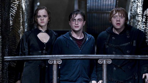 Magic defeated ... Emma Watson, Daniel Radcliffe and Rupert Grint in <i>Harry Potter and the Deathly Hallows: Part 2</i>.