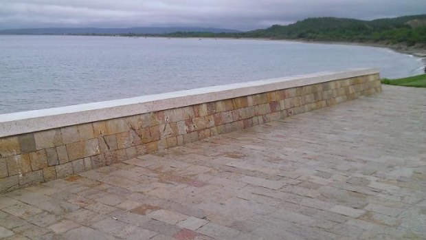 The wall at Anzac Cove in Turkey from where the metal letters were stolen.