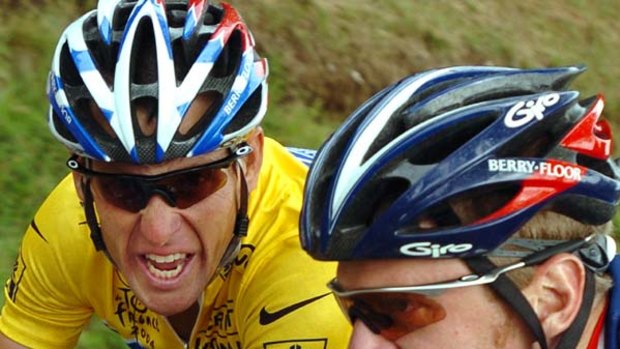 Former teammates ... Lance Armstrong, left, has denied allegations made by Floyd Landis.
