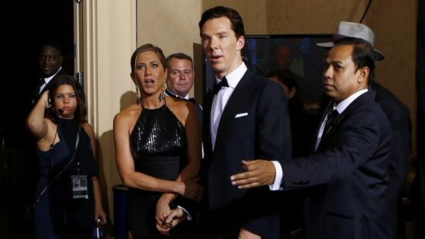 Stealing the show: Benedict Cumberbatch grabs the limelight at this year's Golden Globes.
