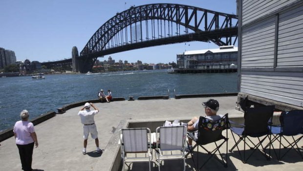 Pier pressure ... seating arrives early on the end of Pier 1 in Walsh Bay.