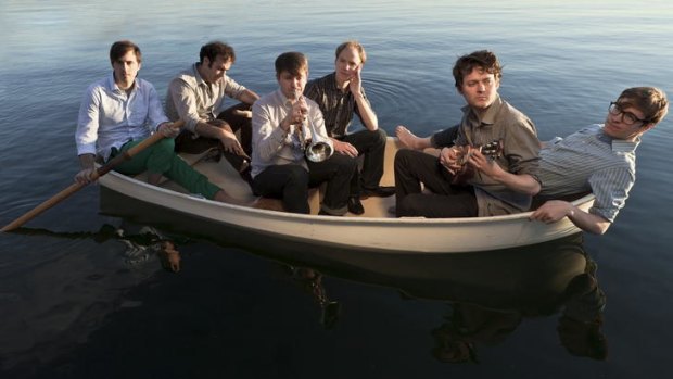 Zach Condon (second from right) and his bandmates are no longer adrift in a musical ocean.