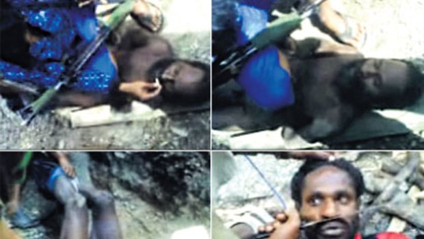 ‘‘Get a fire’’ ... video posted on YouTube shows two Papuan men being tortured by apparent members of the Indonesian security services.  One has a smouldering stick applied to his genitals.