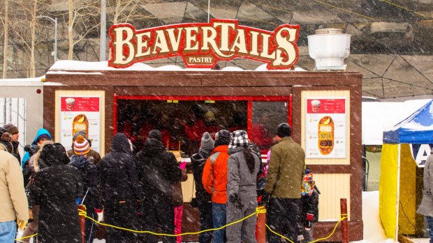 Beavertail Pastry Stand on the Skateway Rideau Canal during Winterlude.