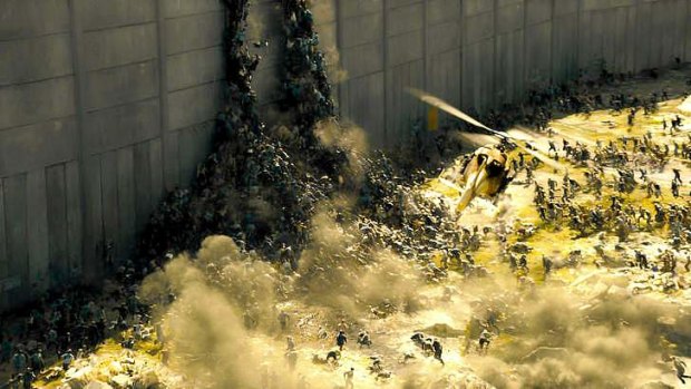 The infected scale the Israeli walls in World War Z.