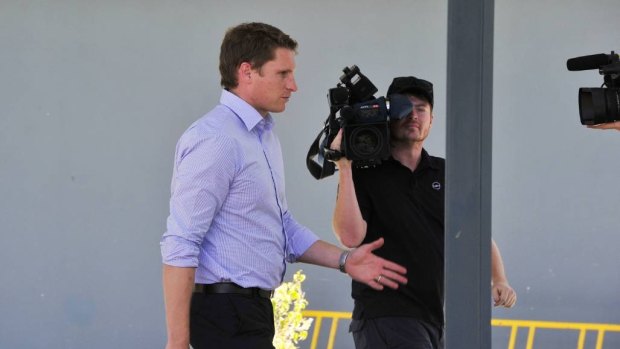 Federal MP Andrew Hastie visits the evacuation centre.