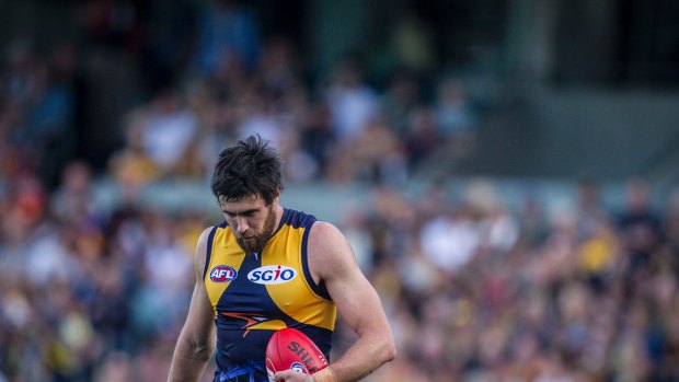 Solitary man: West Coast's Josh Kennedy kicked just the one goal against Adelaide, but needed five to claim the 2017 Coleman Medal.