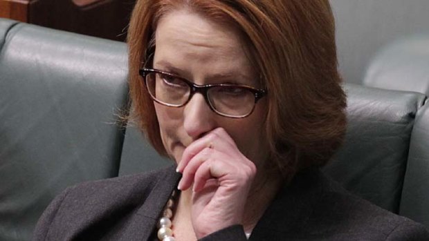 Emotional: Julia Gillard breaks down introducing the DisabilityCare bill to Parliament.