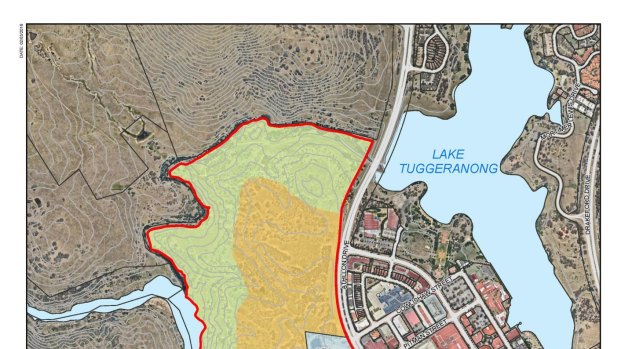 Land west of the Tuggeranong town centre the ACT government plans to develop into a new suburb.