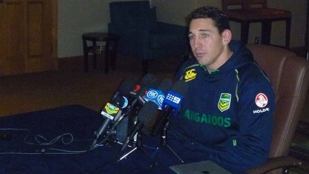 Billy Slater speaks to the media this week.