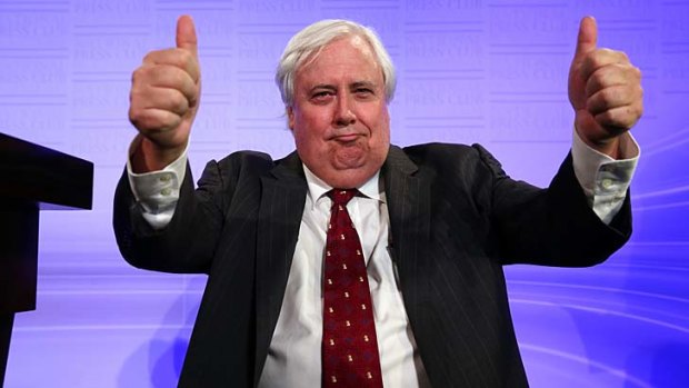 On camera: Clive Palmer at the National Press Club.