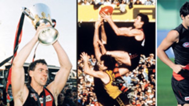 Essendon heroes, past and present: (from left) Paul Salmon, Simon Madden, Paddy Ryder and David Hille.
