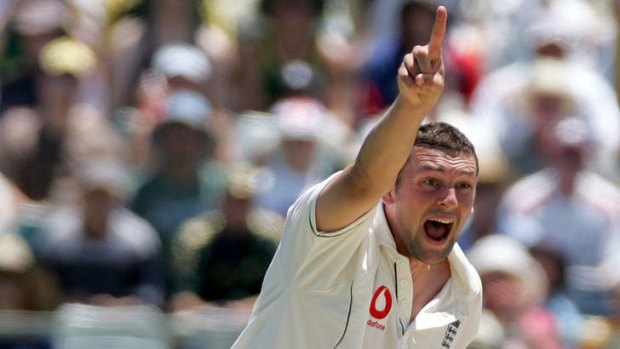 On his way: England's Steve Harmison appeals for the wicket of Australia's Matthew Hayden during the 2006-07 Ashes series. Harmison has announced his retirement.