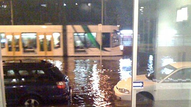theage.com.au reader Julie Strous last night sent us this image of flash flooding in Whiteman Street, near South Wharf. Readers can email photographs to scoop@theage.com.au.