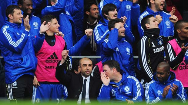 Roberto Di Matteo is in a carefree mood as Chelsea slams in goal after goal against the Queens Park Rangers.