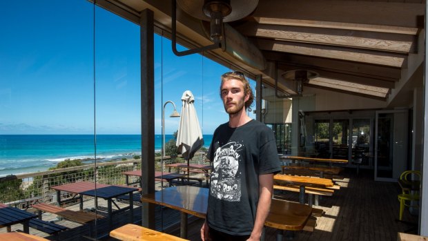 Angus Greene in the Wye River pub. He and his father run the pub and have been allowed to reopen for emergency service workers. 