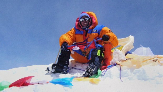 Nepalese 'Super sherpa' Apa sits at the summit of Mount Everest, which he  climbed for the 19th time this week.