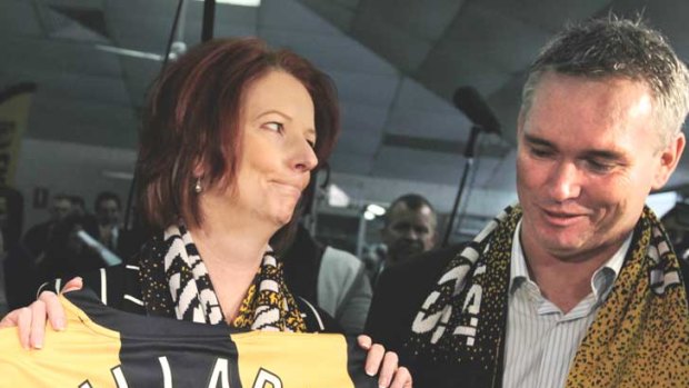Numbers game: Julia Gillard campaigning last year with Craig Thomson.