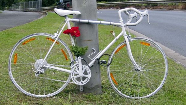 Memorial: a bicycle marks the spot where Richard Pollett was killed.