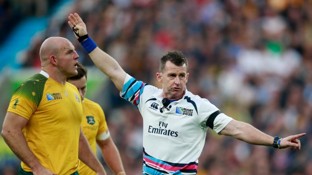 Strong: Referee Nigel Owens awards a penalty during the final.