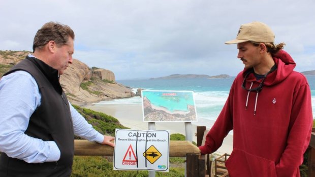 O’Connor MP Rick Wilson and Esperance Ocean Safety and Support Group founder Mitch Capelli.