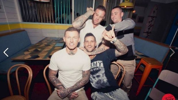 Big night out: Todd Carney and friends live it up.