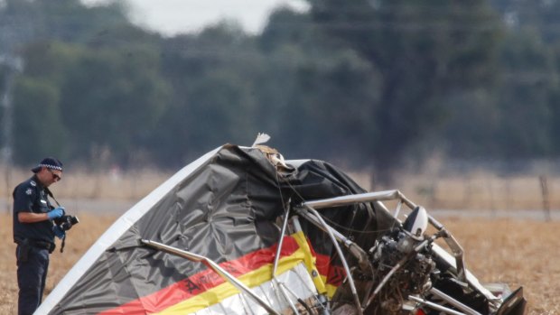 The scene of a fatal plane crash at Yarrawonga Airfield. 