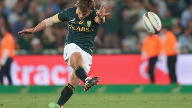 South Africa's Patrick Lambie converts the match-winning penalty.