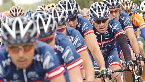 US Postal featuring Lance Armstrong, third from right.