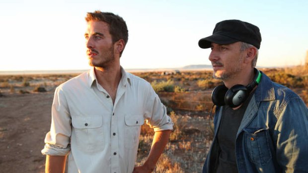 Actor Ryan Corr and director Greg McLean on the set of <i>Wolf Creek 2</i> in South Australia.